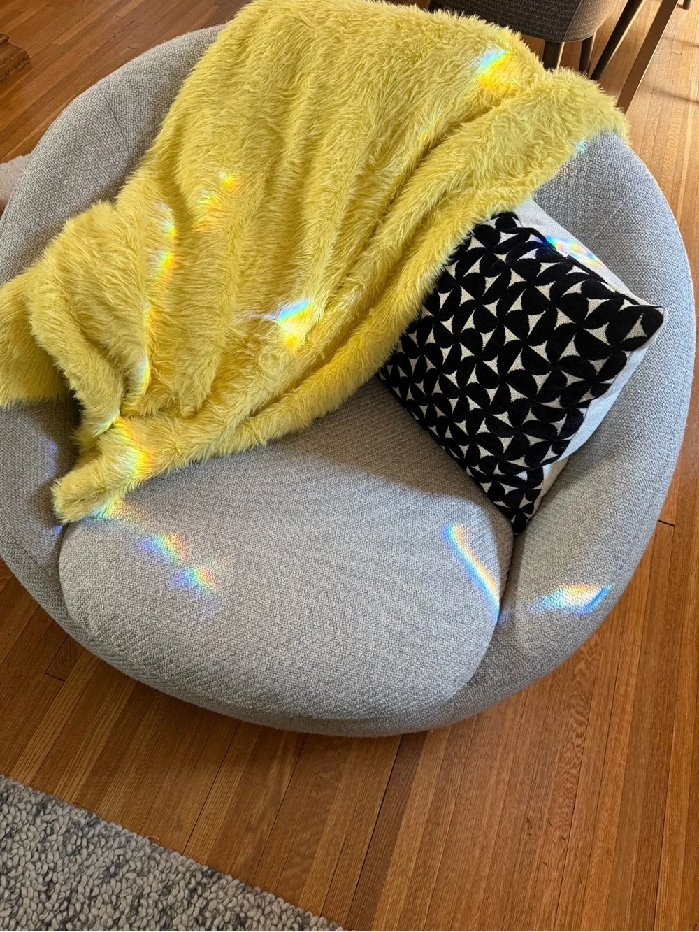 Anthropologie Sunny Yellow Faux Fur Throw Blanket
